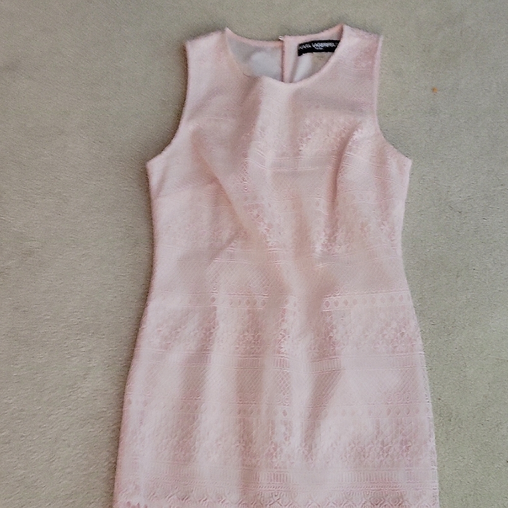 Karl Lagerfeld Pink Sheath Dress Sleeveless Crew Neck